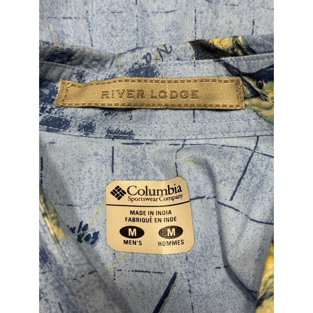 Columbia RiverLodge Button Up Blue Marlin Shirt Mens M, Short Sleeve,Fishing - Picture 11 of 12